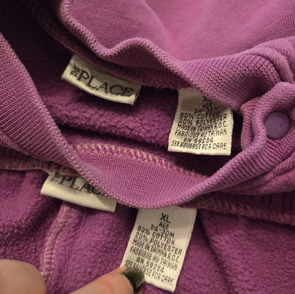 Vintage The Children's Place Purple Floral Embroidered Sweatshirt Pants 2pc Set - Picture 6 of 7